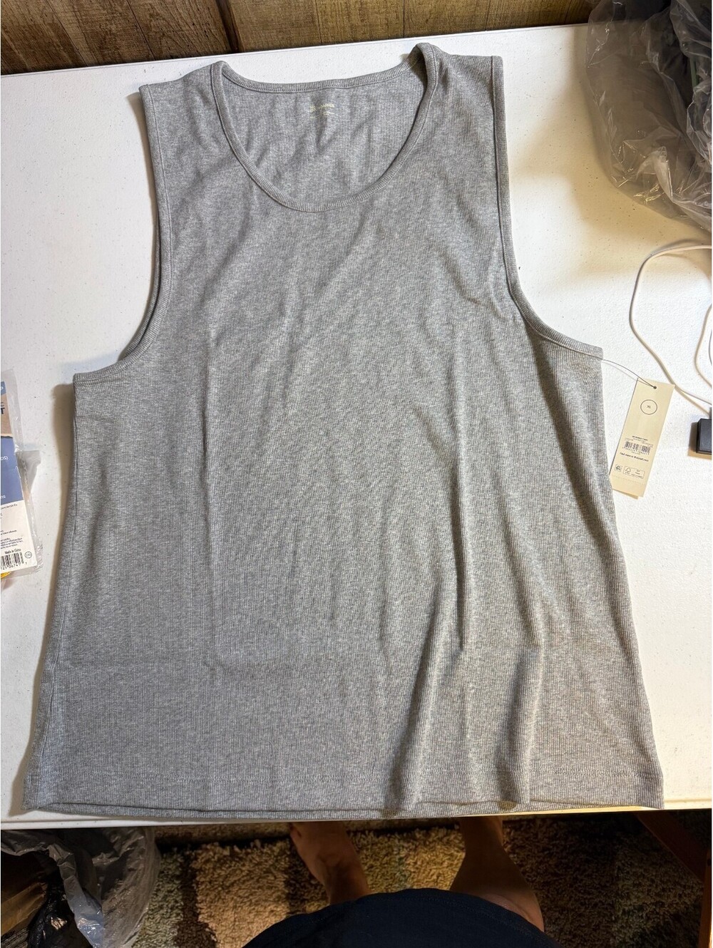 No Boundaries Heather Grey Ribbed Tank Top XL